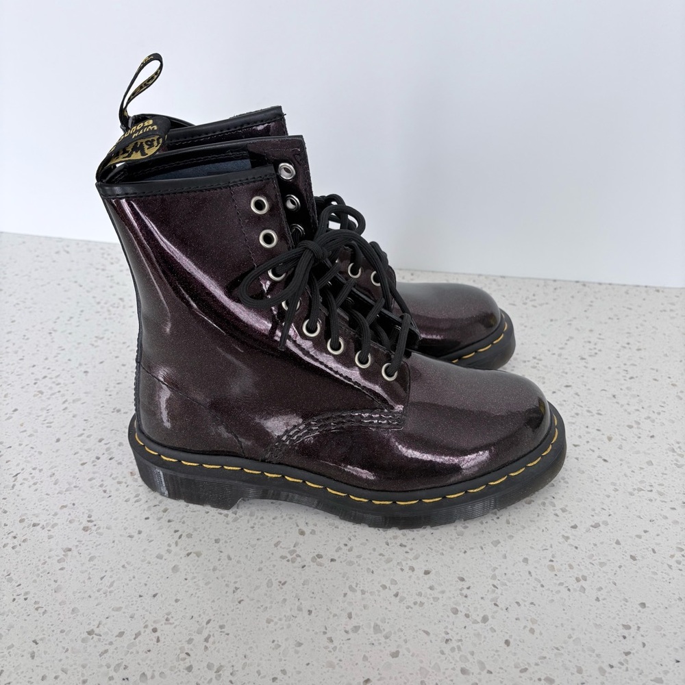Dr. Martens Women's Shiny Burgundy 1460 Lace-Up Ankle Boots - Picture 6 of 12